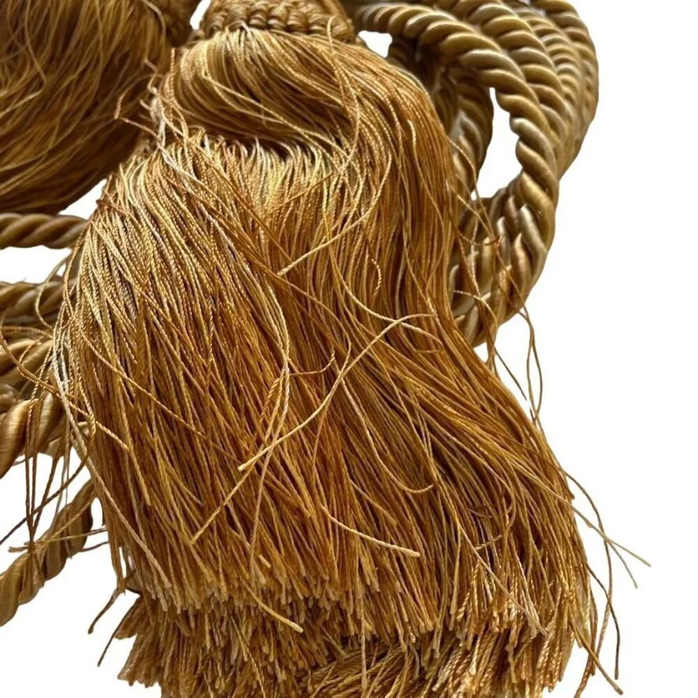 Gold Curtain Tieback Fringe Tassels Large Sized Flawed Pair u